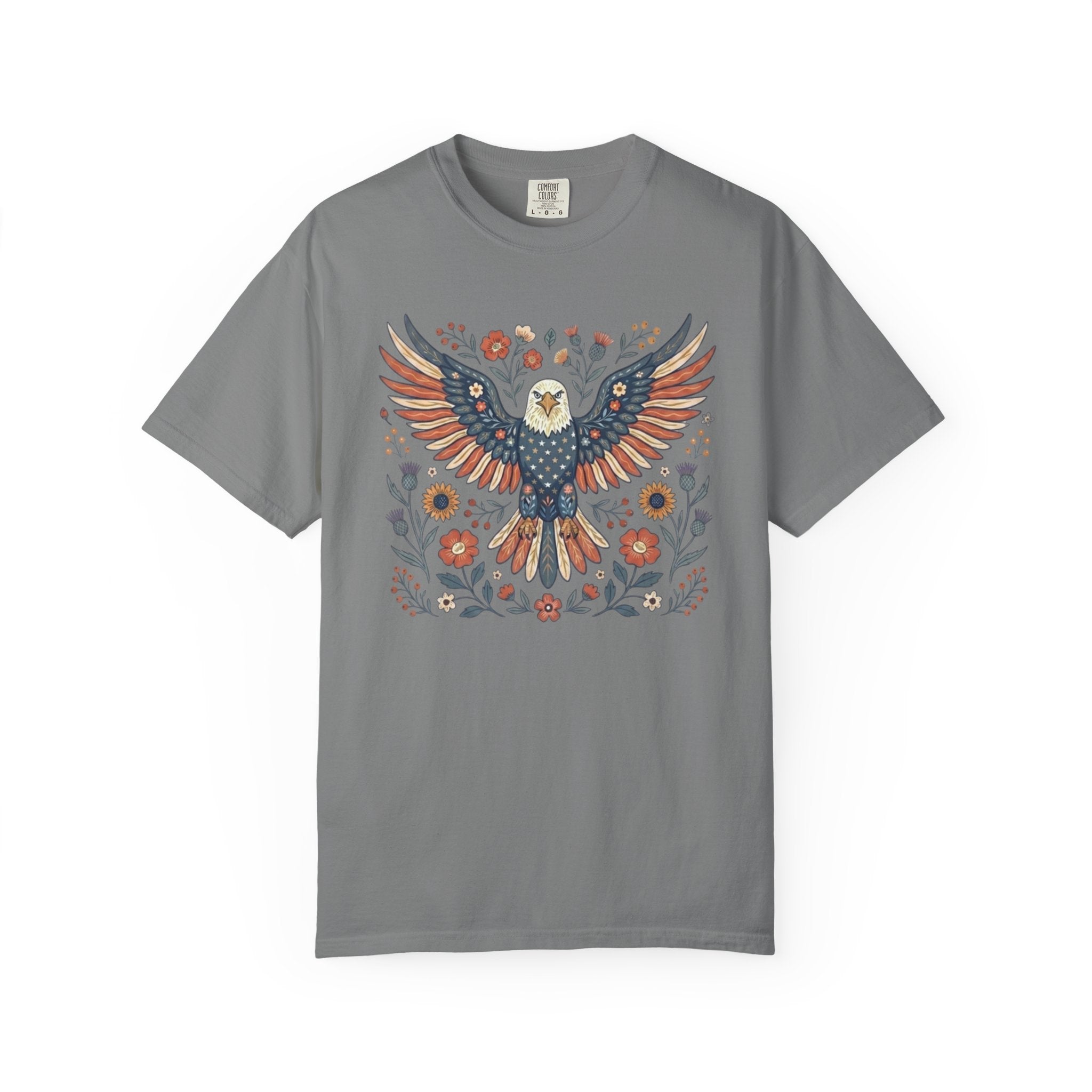 Folk-Art American Eagle t-shirt in Grey