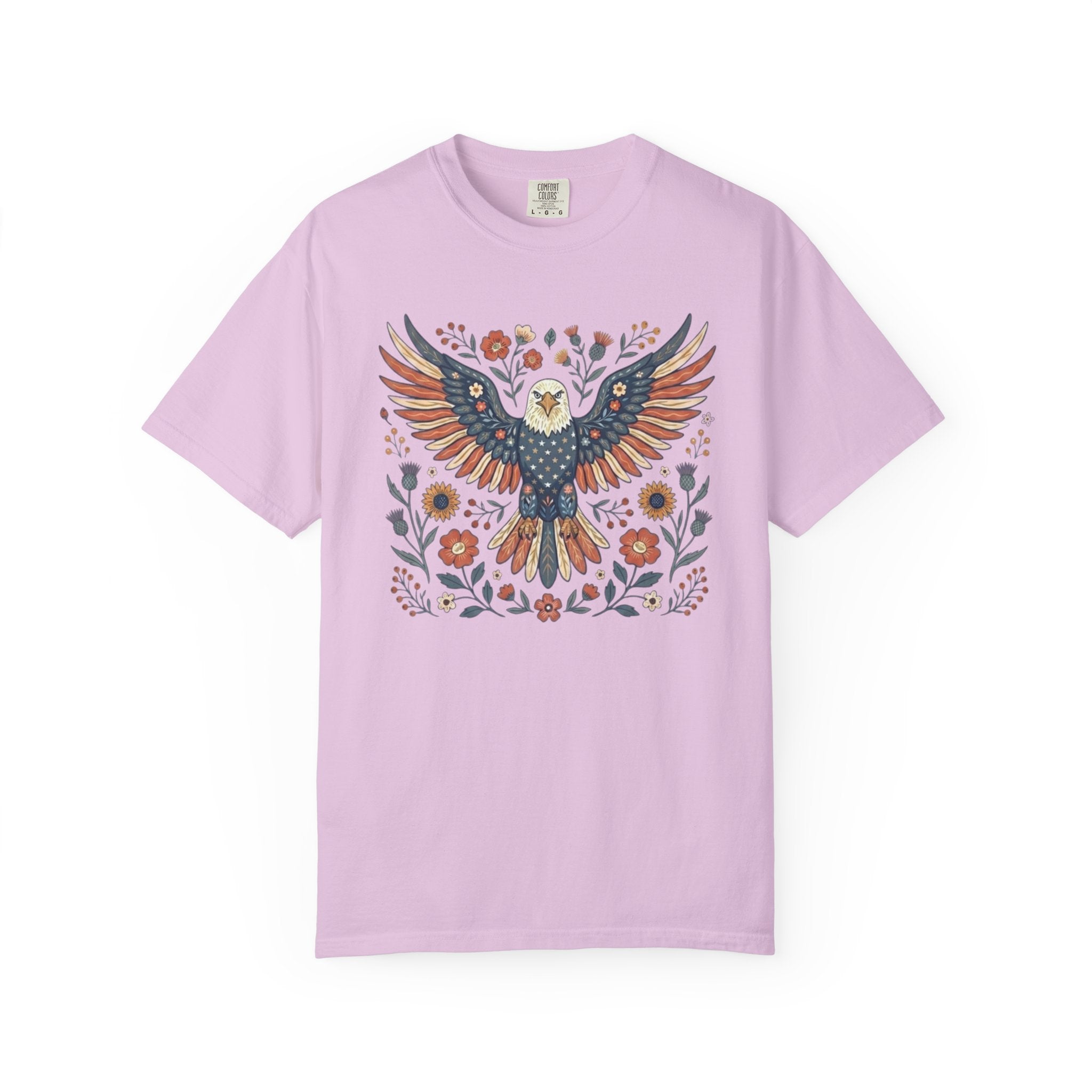 Folk-Art American Eagle t-shirt in Orchid