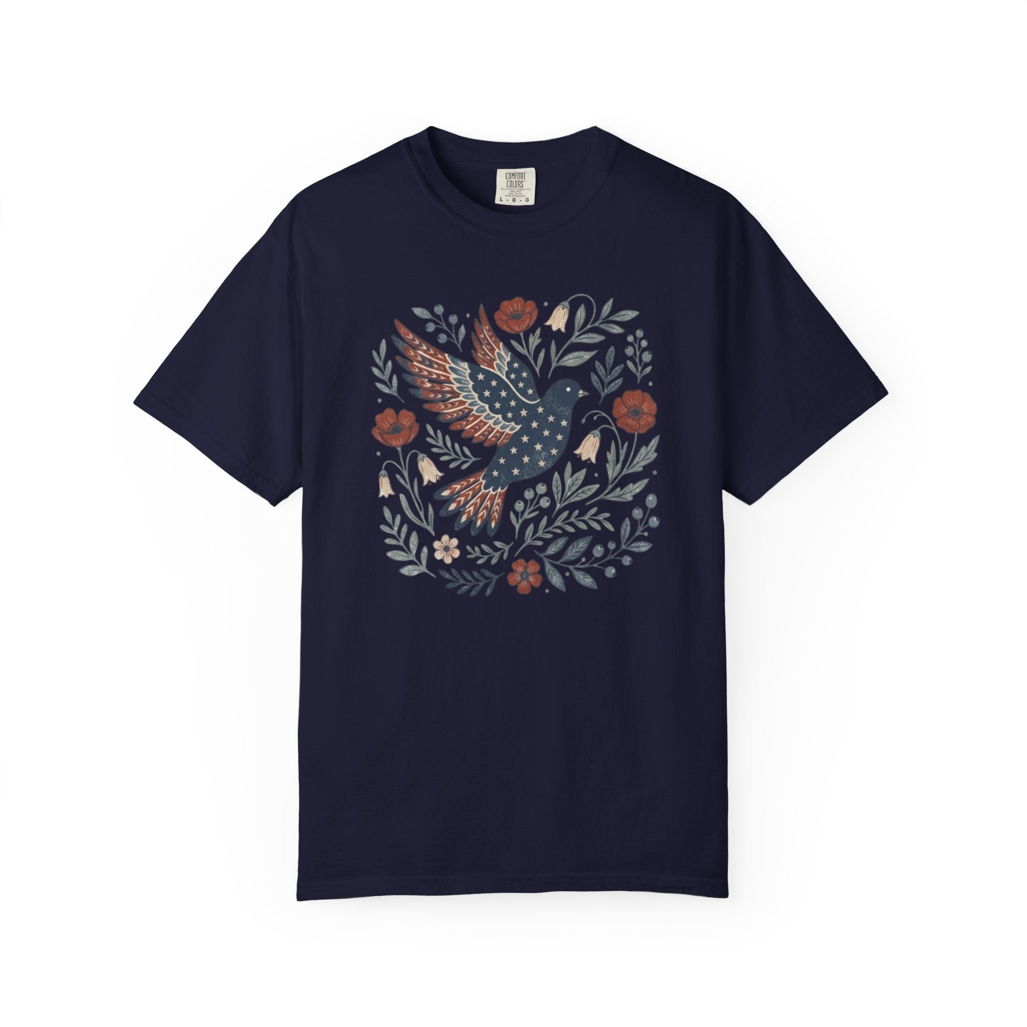 Folk-Art American Flag Bird t-shirt in True Navy