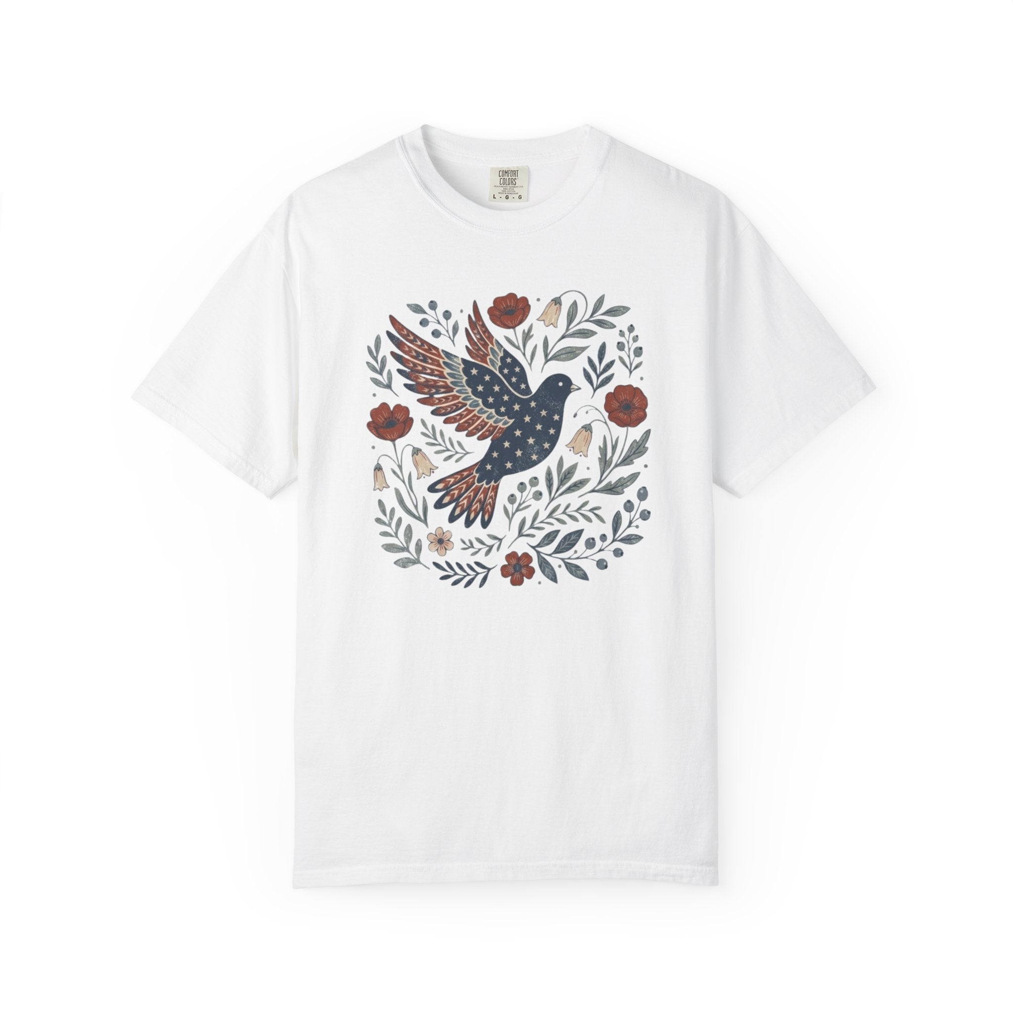 Folk-Art American Flag Bird t-shirt in White