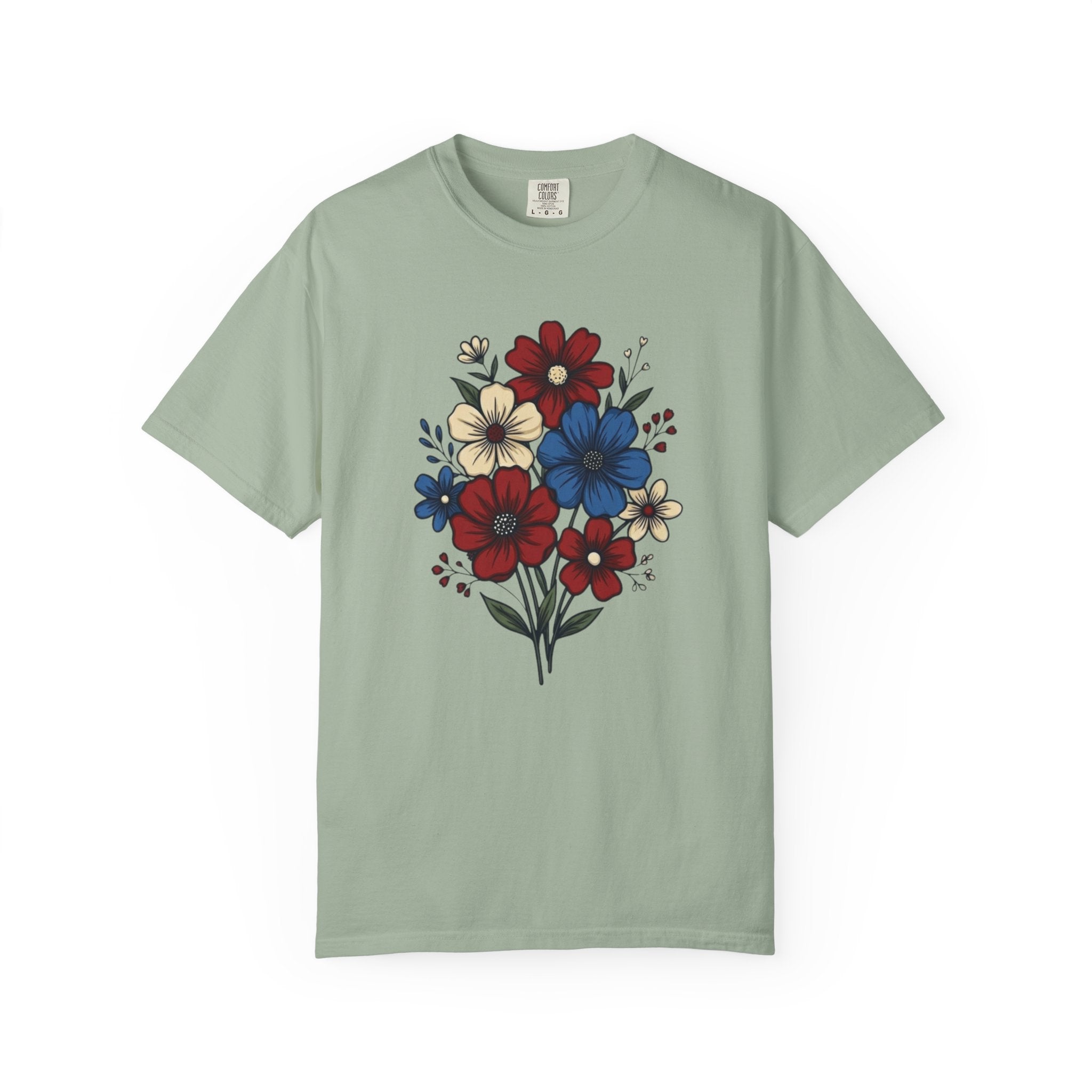 Freedom and Blooms Patriotic Floral t-shirt in Bay