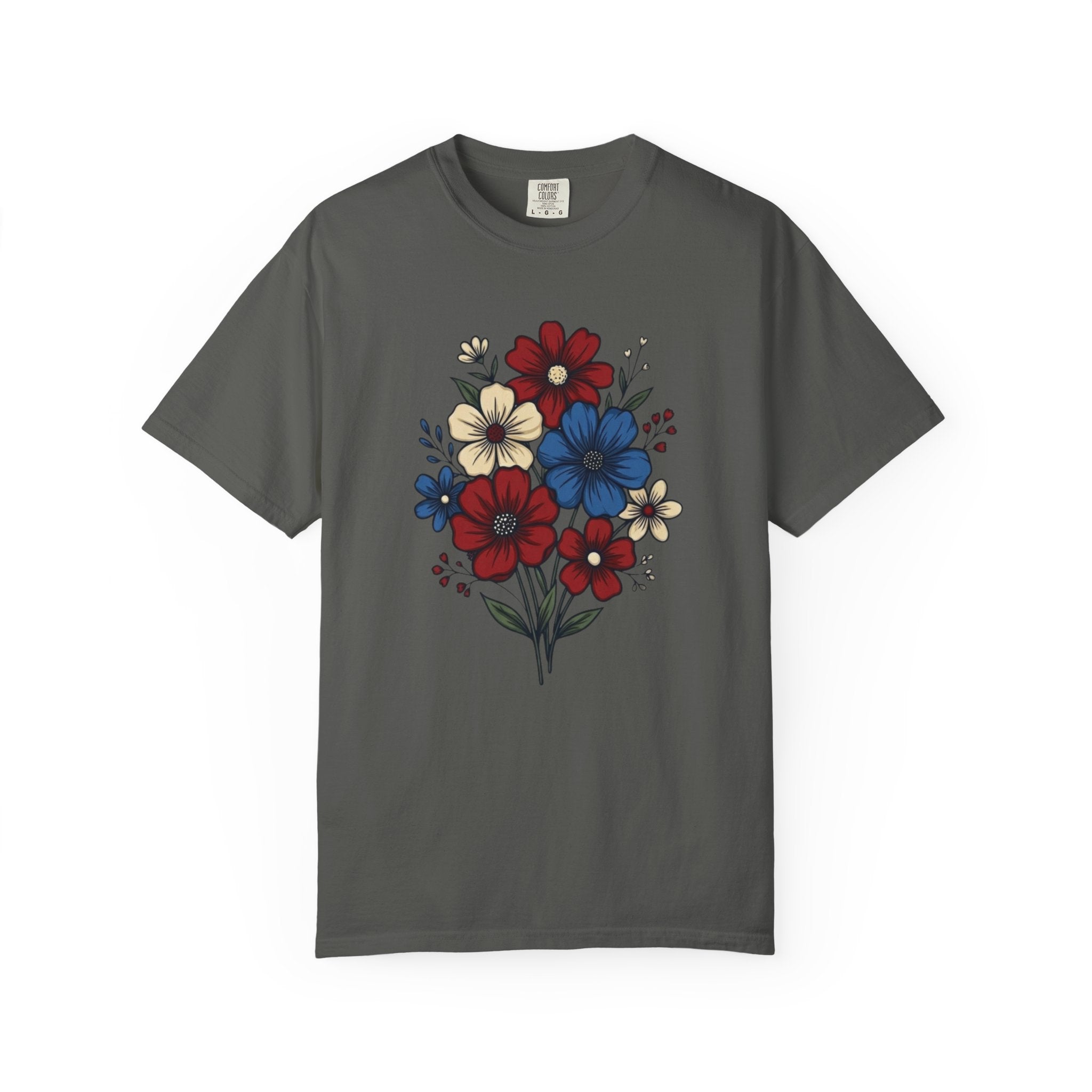 Freedom and Blooms Patriotic Floral t-shirt in Pepper