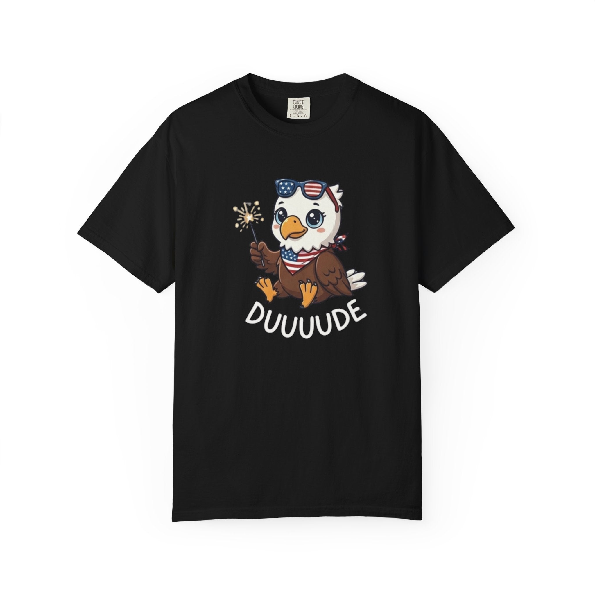 Funny DUUUUDE Bald Eagle t-shirt in Black