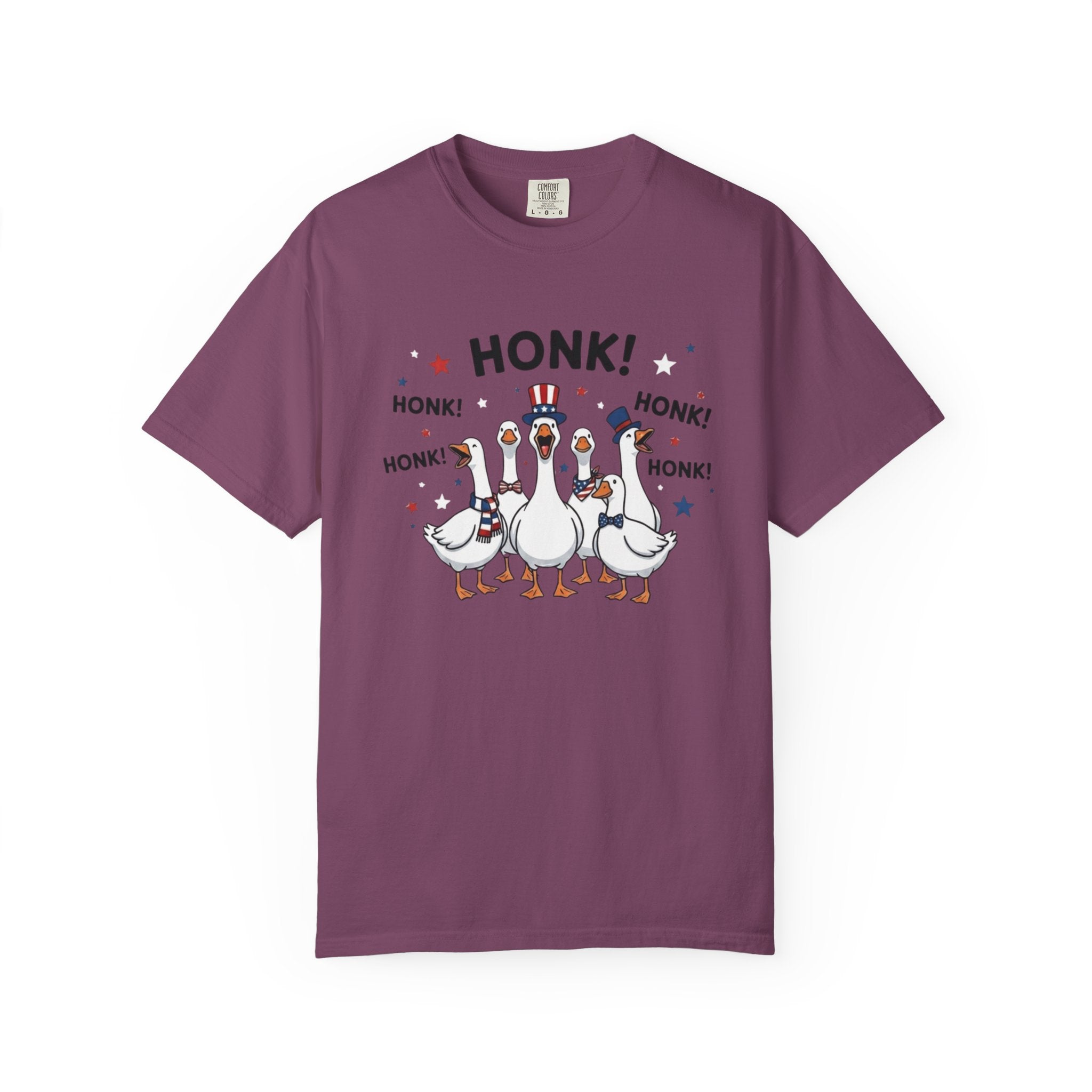 Funny Honk Geese t-shirt in Berry