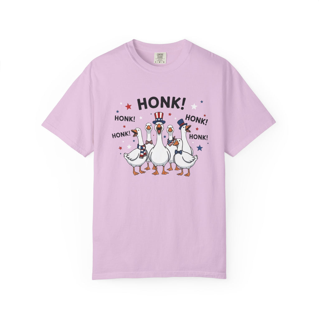 Funny Honk Geese t-shirt in Orchid