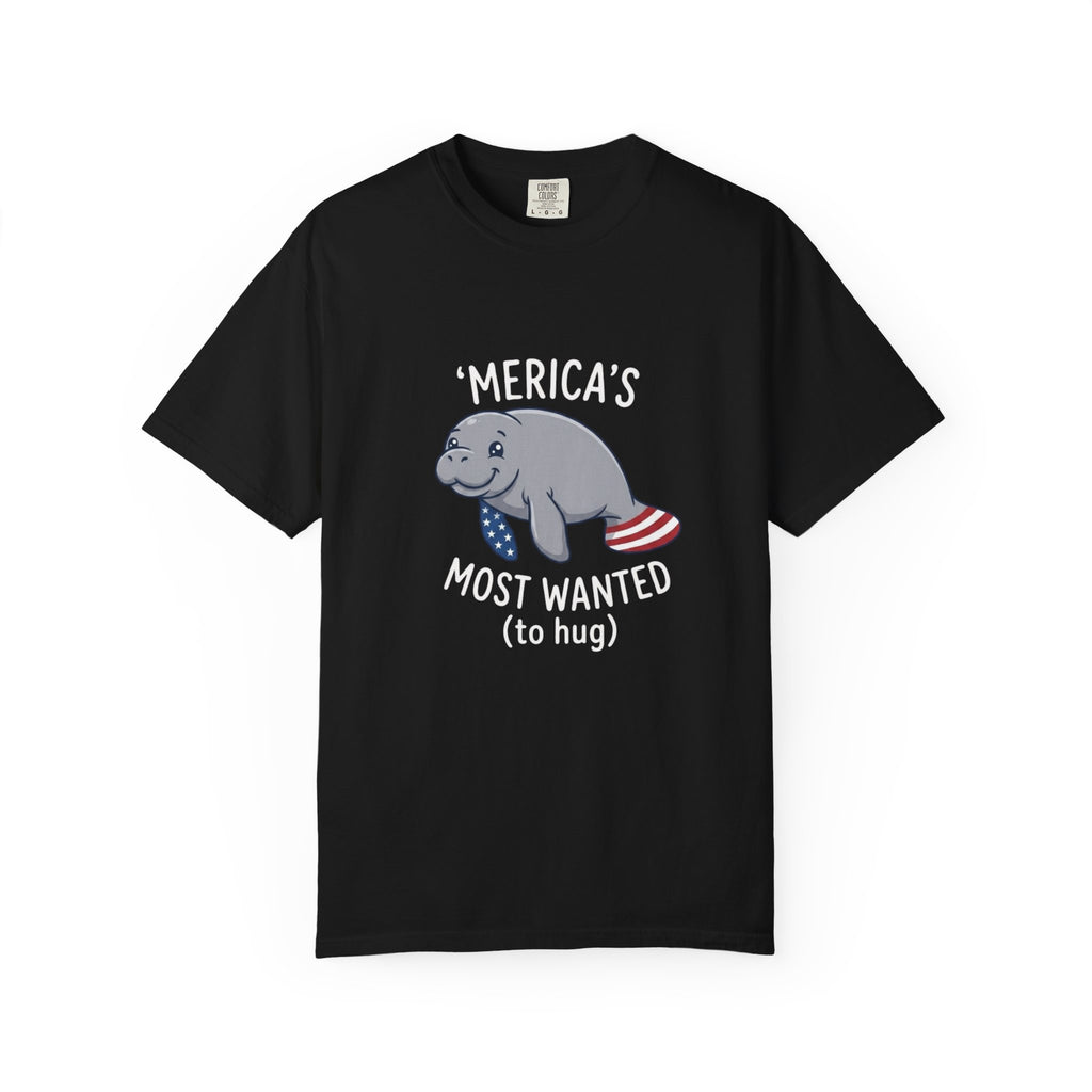 Funny Patriotic Manatee Merica t-shirt in Black