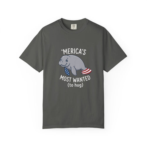 Funny Patriotic Manatee Merica t-shirt in Pepper