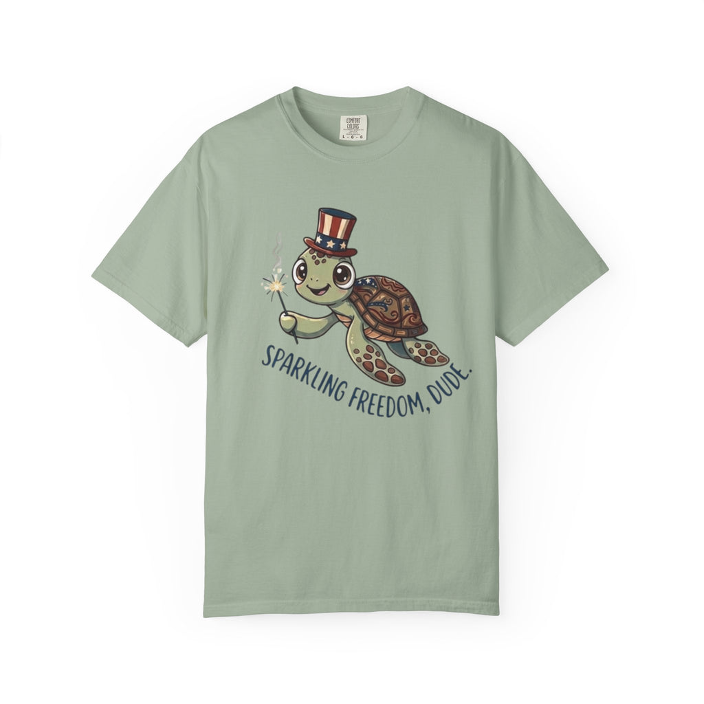 Funny Sparkler Sea Turtle t-shirt in Bay