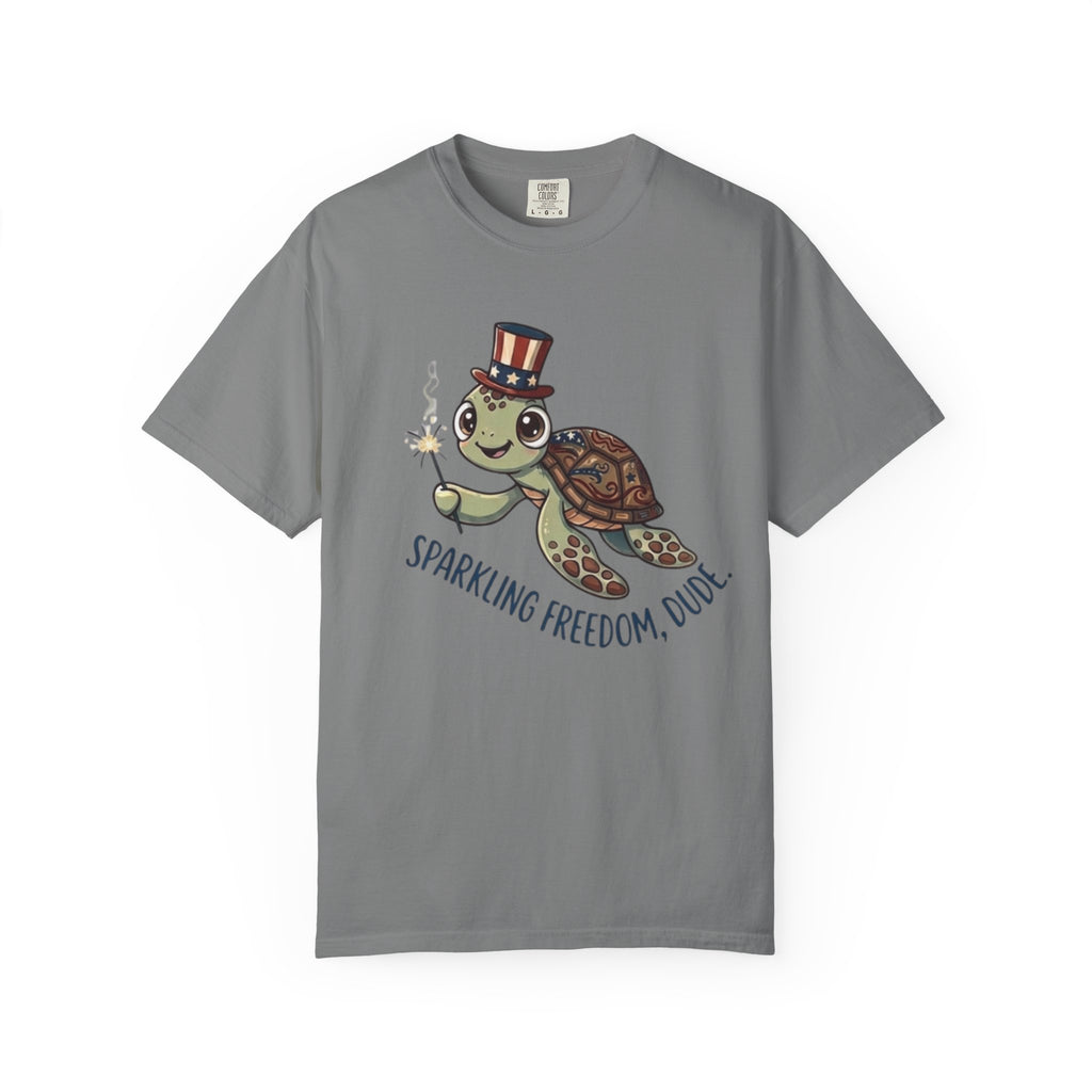 Funny Sparkler Sea Turtle t-shirt in Grey