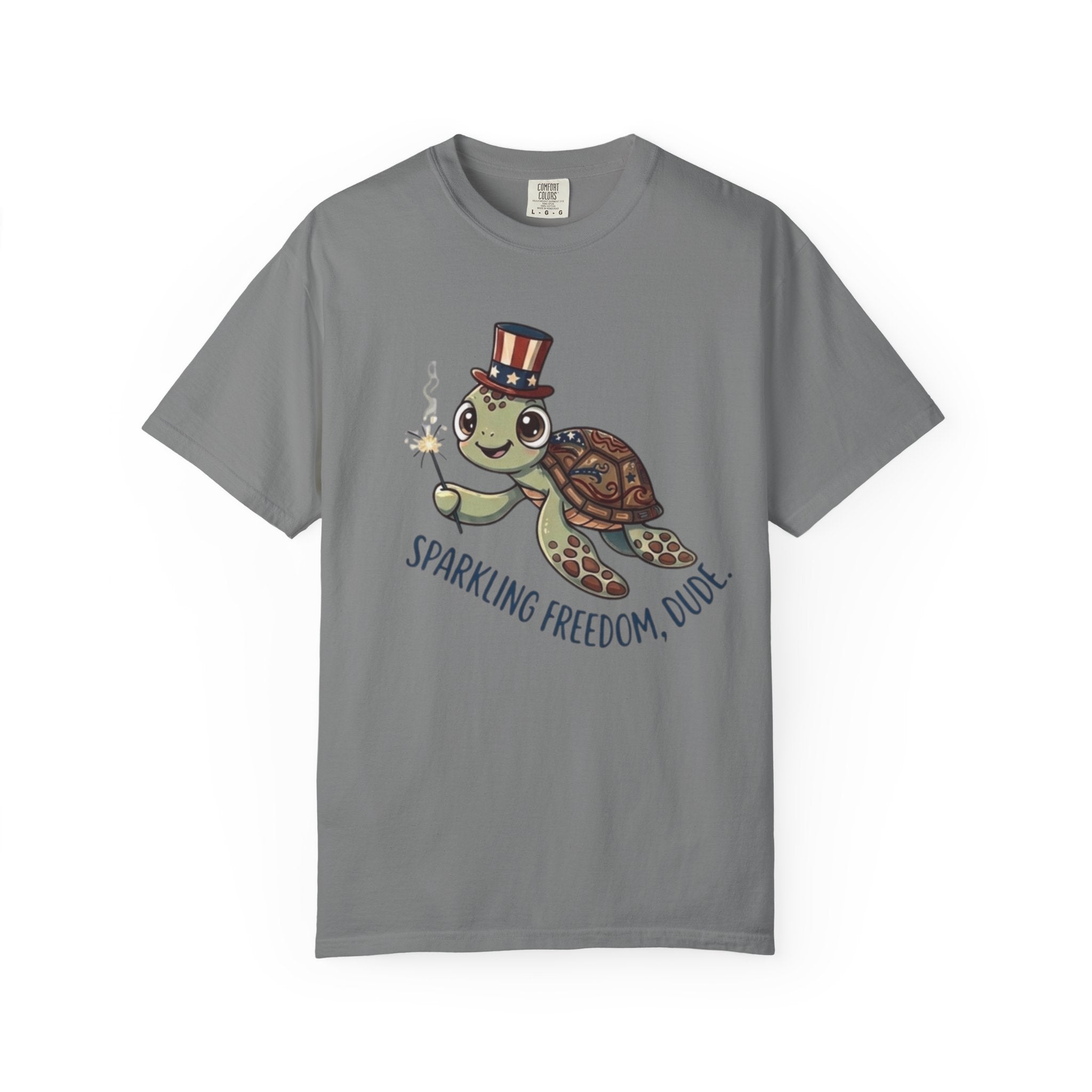 Funny Sparkler Sea Turtle t-shirt in Grey