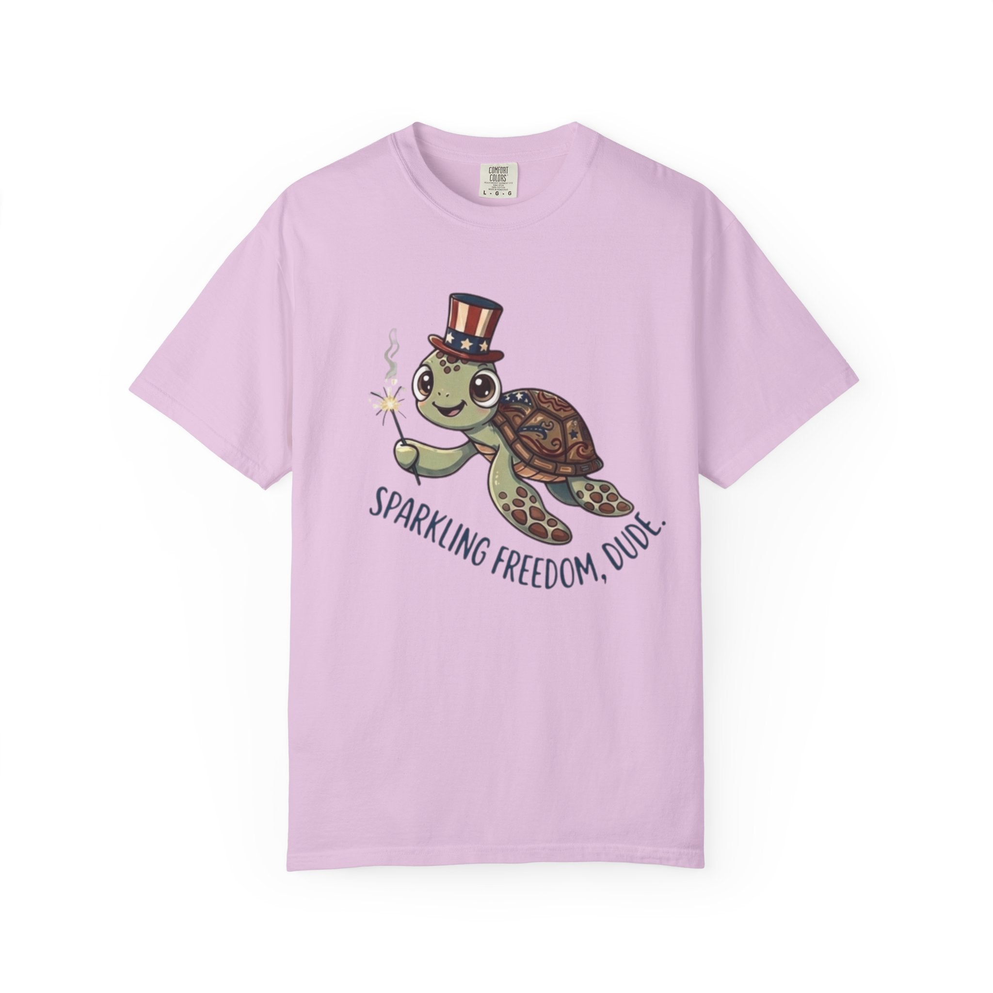 Funny Sparkler Sea Turtle t-shirt in Orchid