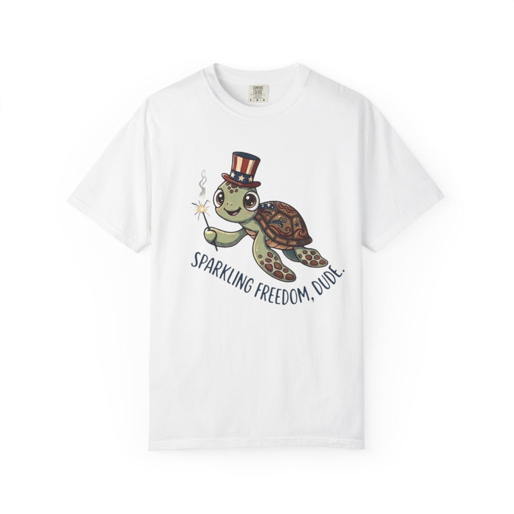 Funny Sparkler Sea Turtle t-shirt in White