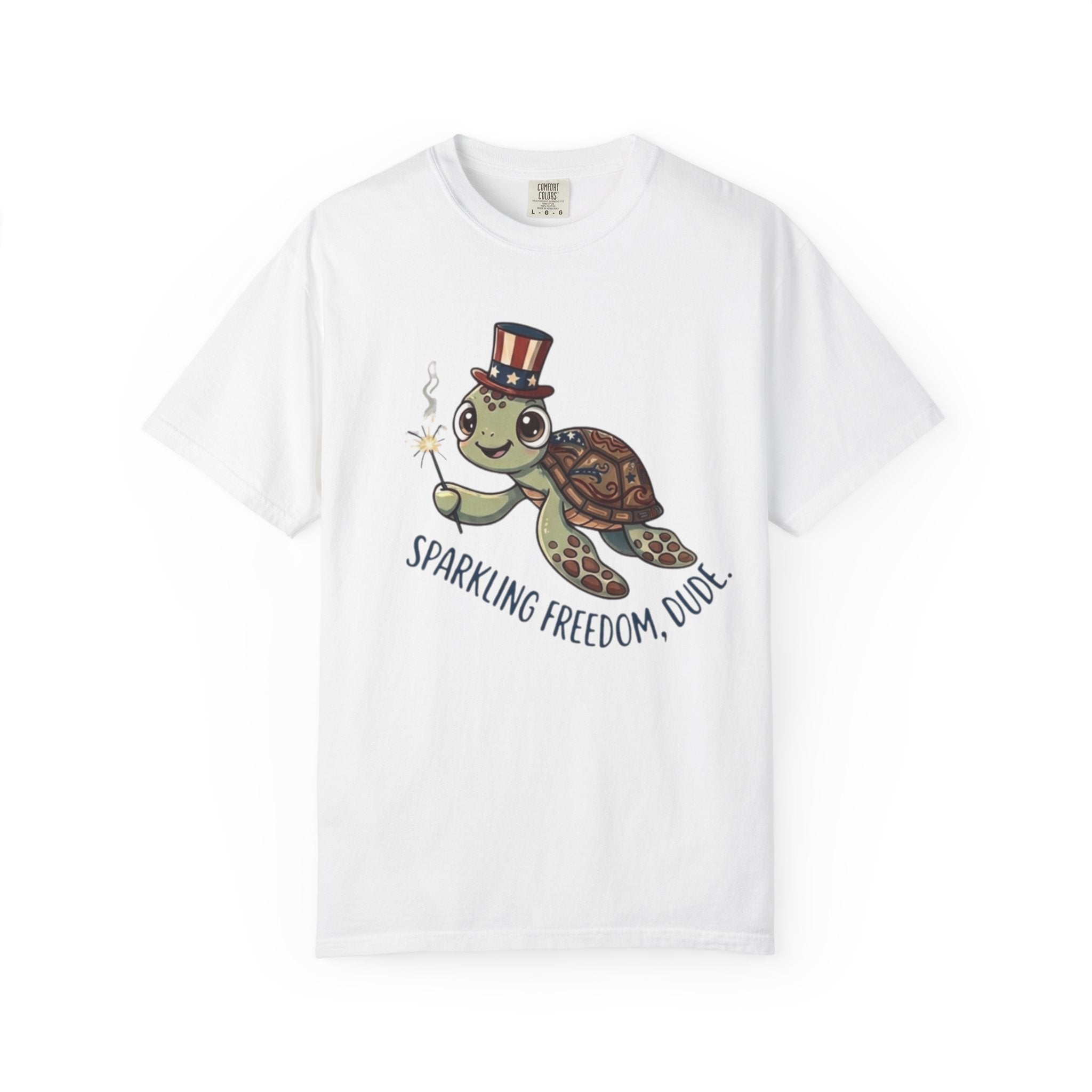 Funny Sparkler Sea Turtle t-shirt in White