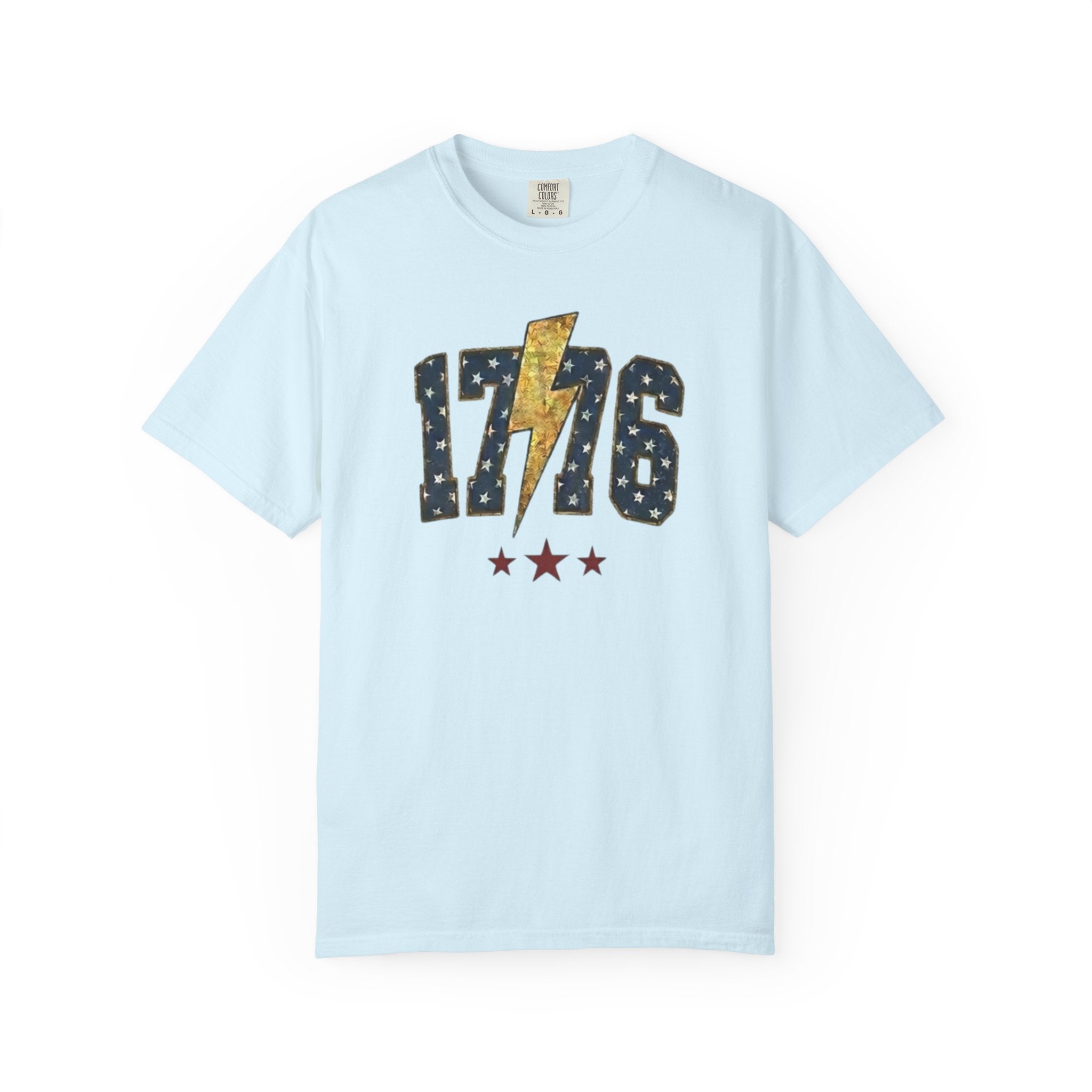 Navy Gold 1776 Varsity Lightning Bolt t-shirt in Chambray