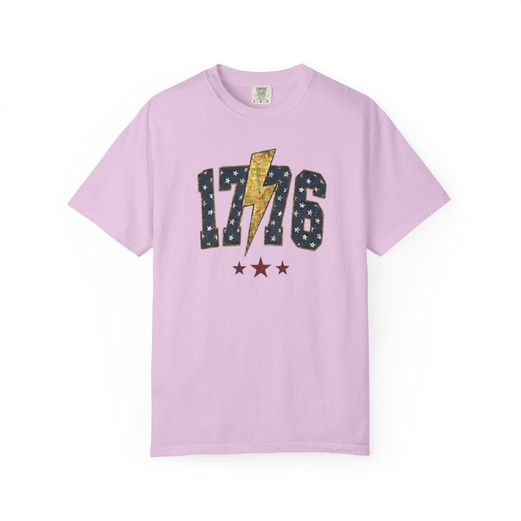 Navy Gold 1776 Varsity Lightning Bolt t-shirt in Orchid