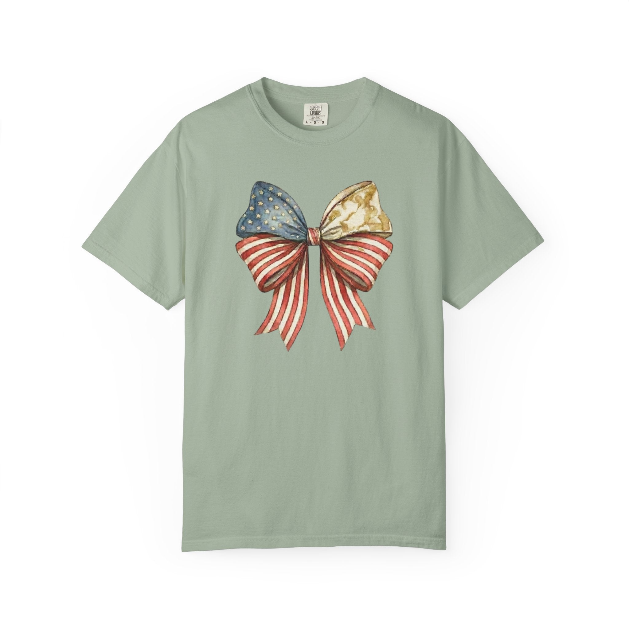 Patriotic American Flag Bow t-shirt in Bay