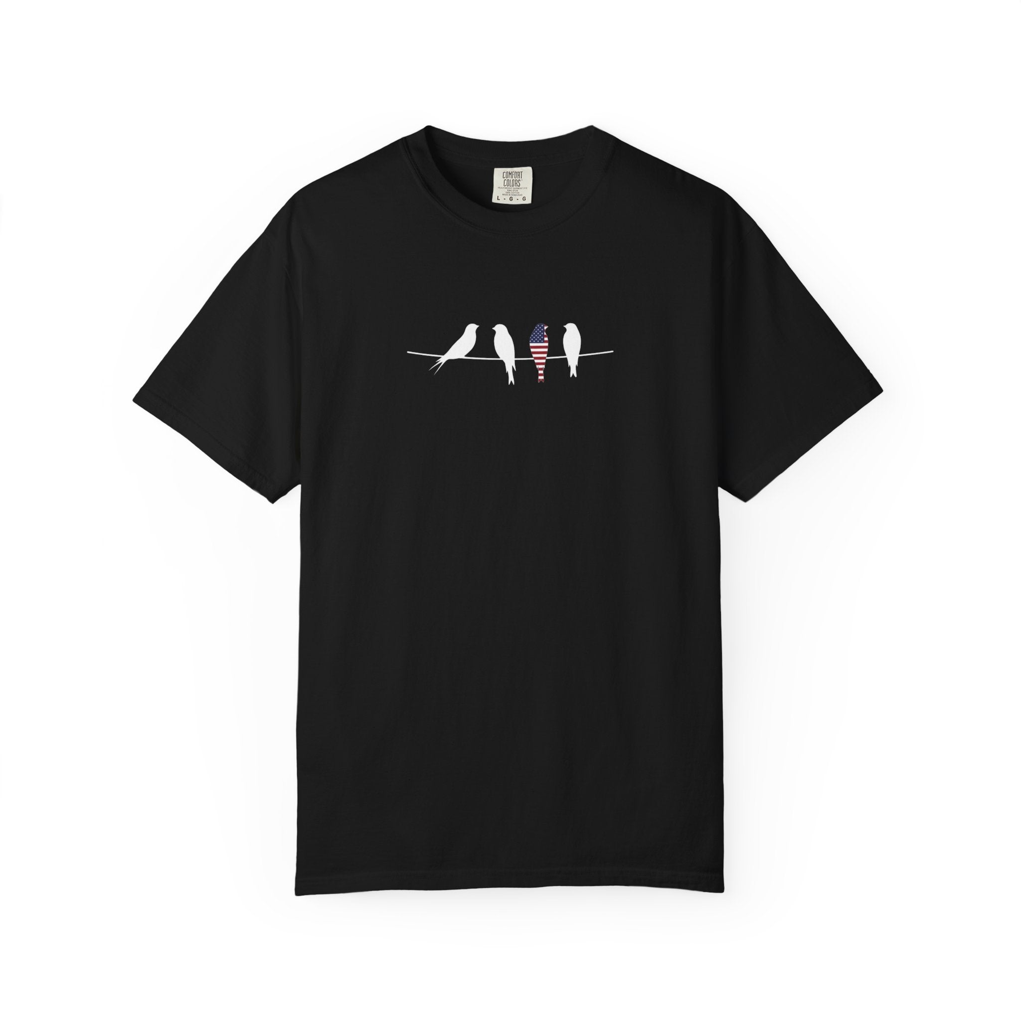 Patriotic Birds on a Wire t-shirt in Black