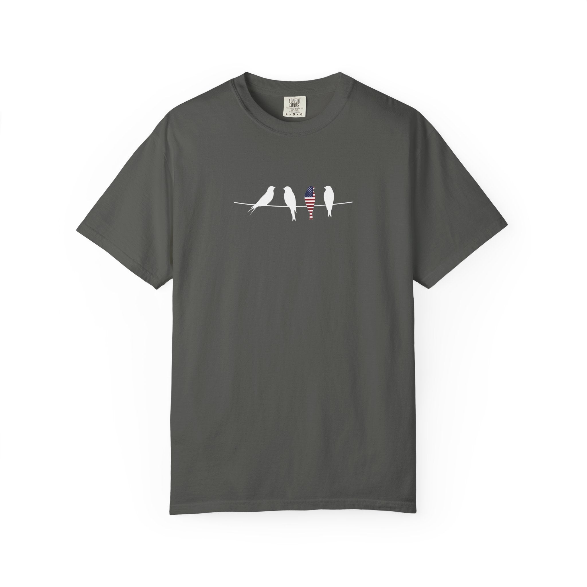 Patriotic Birds on a Wire t-shirt in Pepper