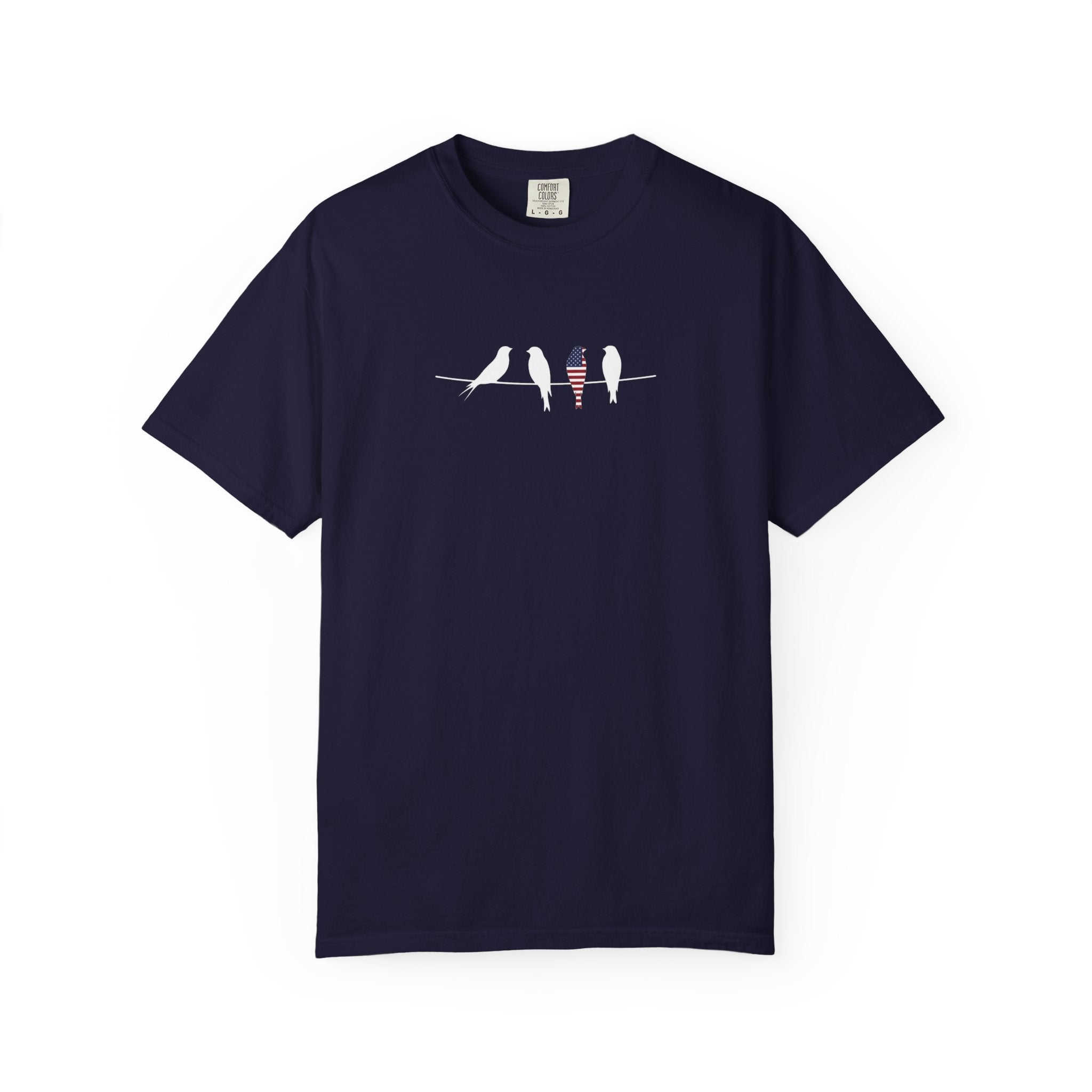Patriotic Birds on a Wire t-shirt in True Navy