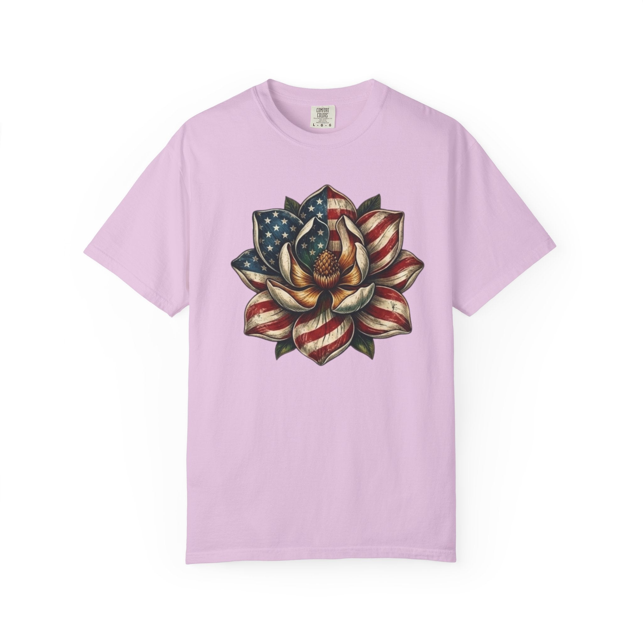 Patriotic Magnolia Flower t-shirt in Orchid