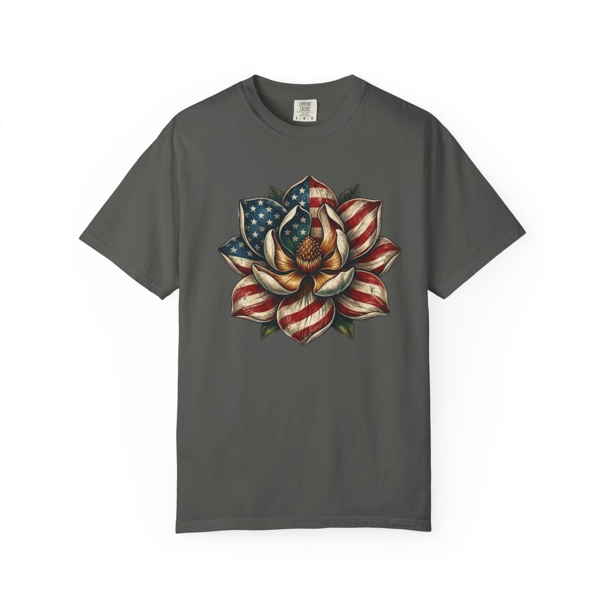 Patriotic Magnolia Flower t-shirt in Pepper
