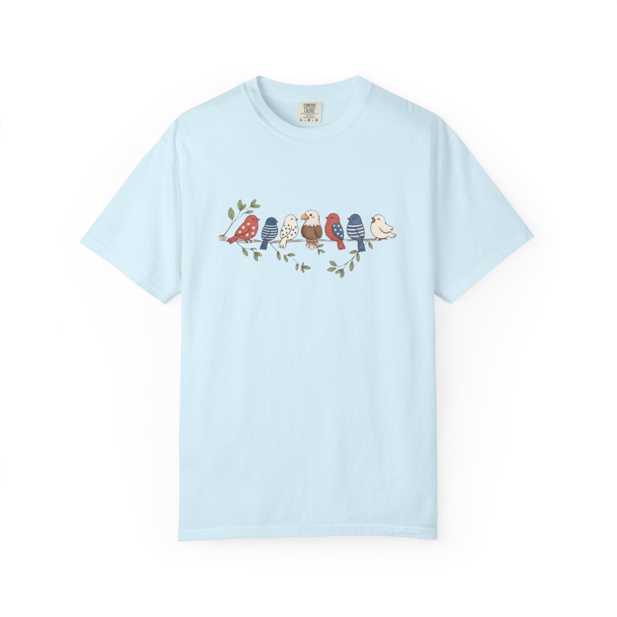 Patriotic Songbirds and Eagle t-shirt in Chambray