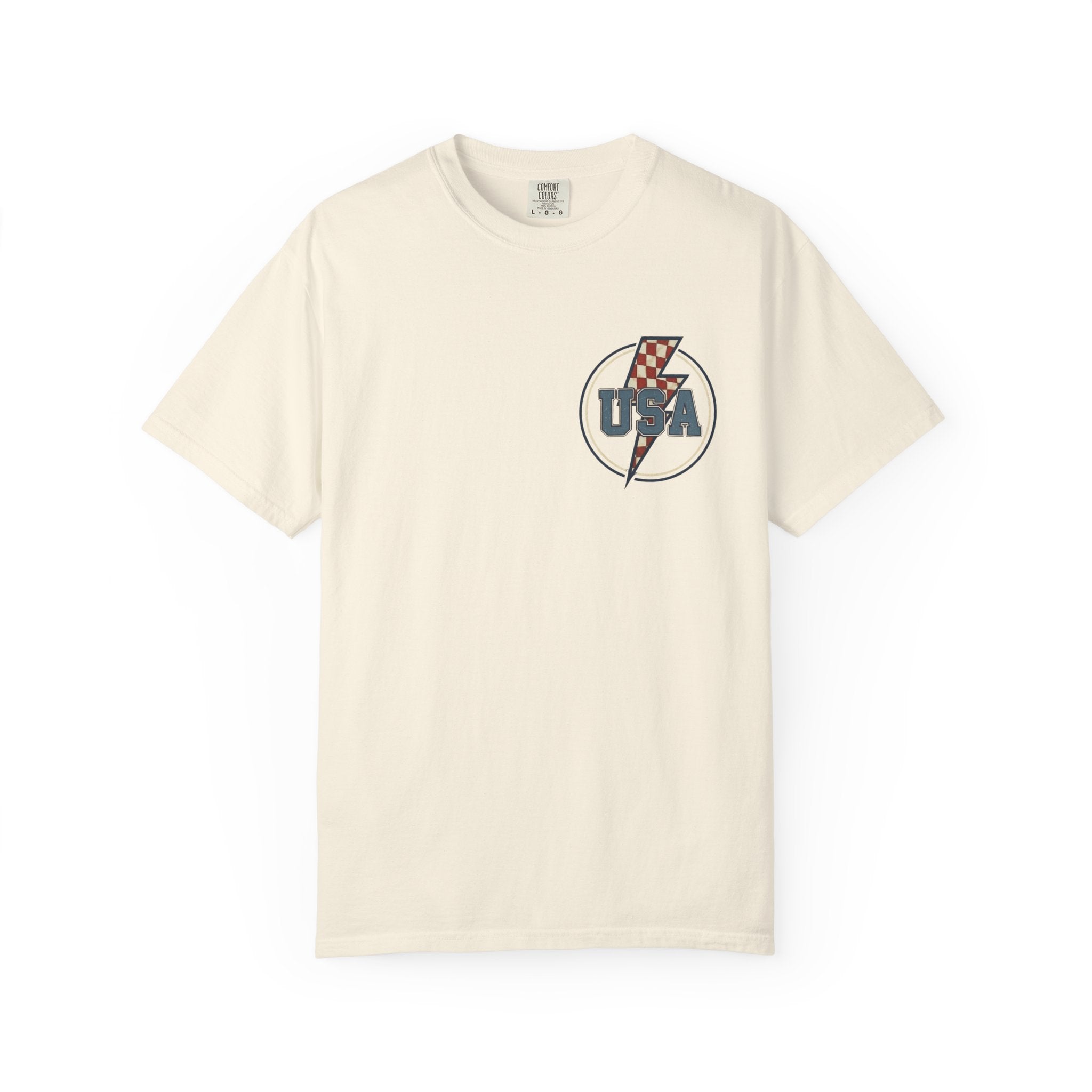 USA Pocket Lightning Bolt t-shirt in Ivory
