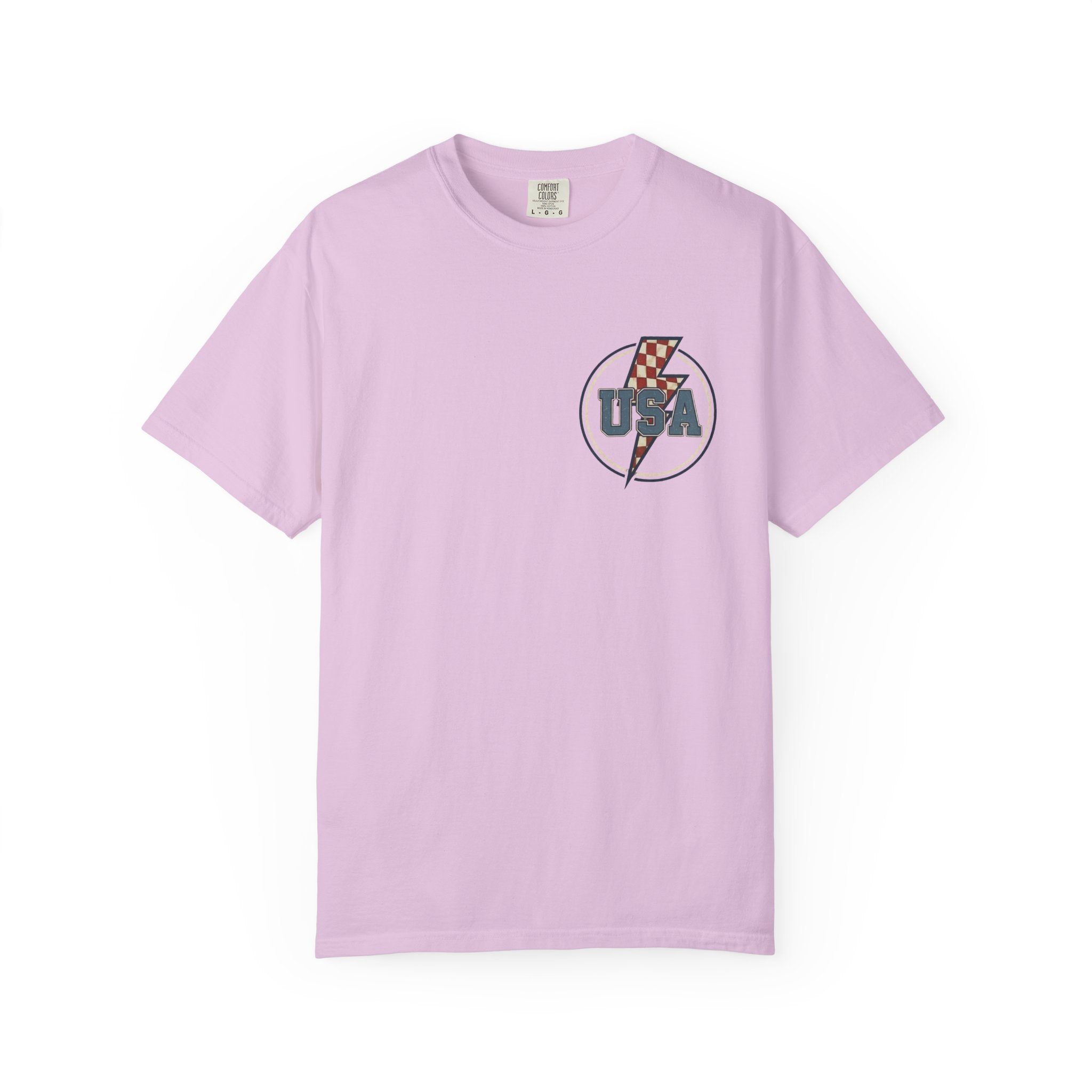 USA Pocket Lightning Bolt t-shirt in Orchid