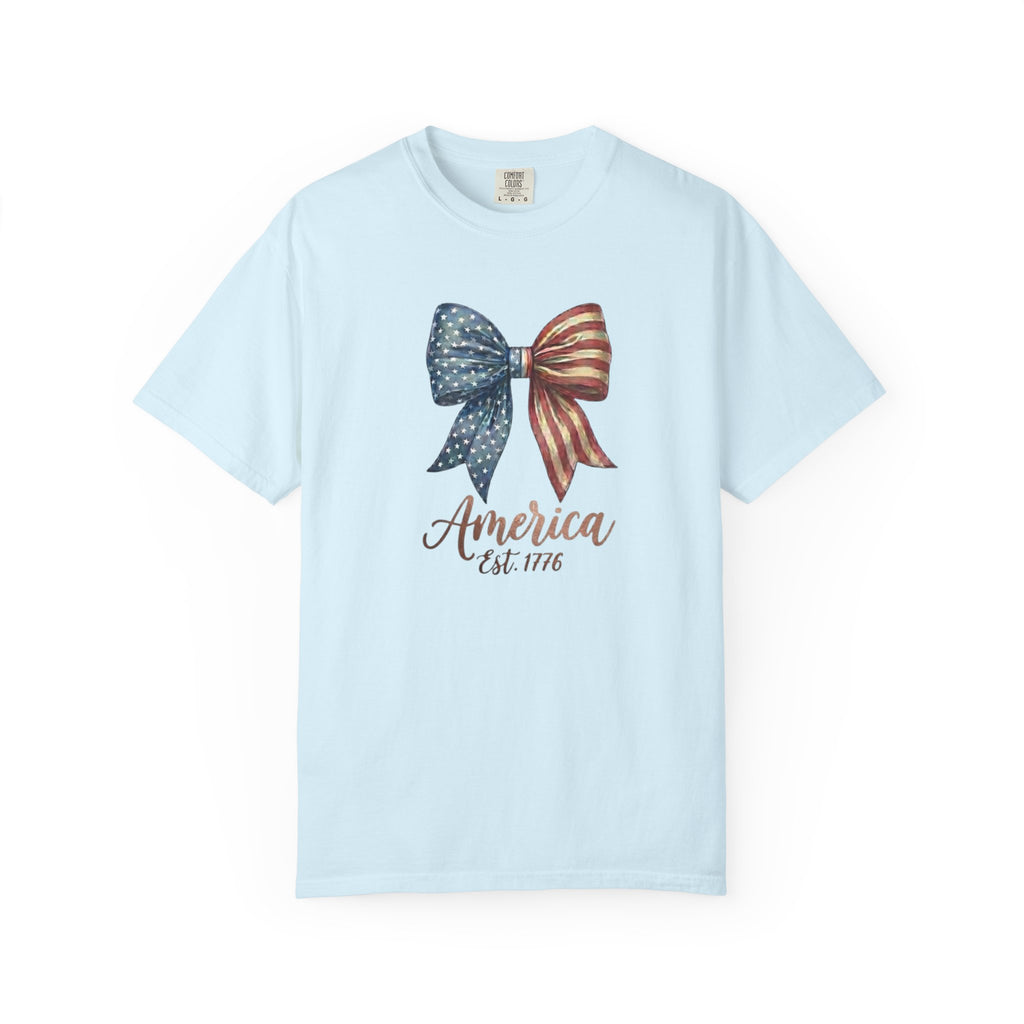 Vintage Patriotic Bow Ribbon t-shirt in Chambray