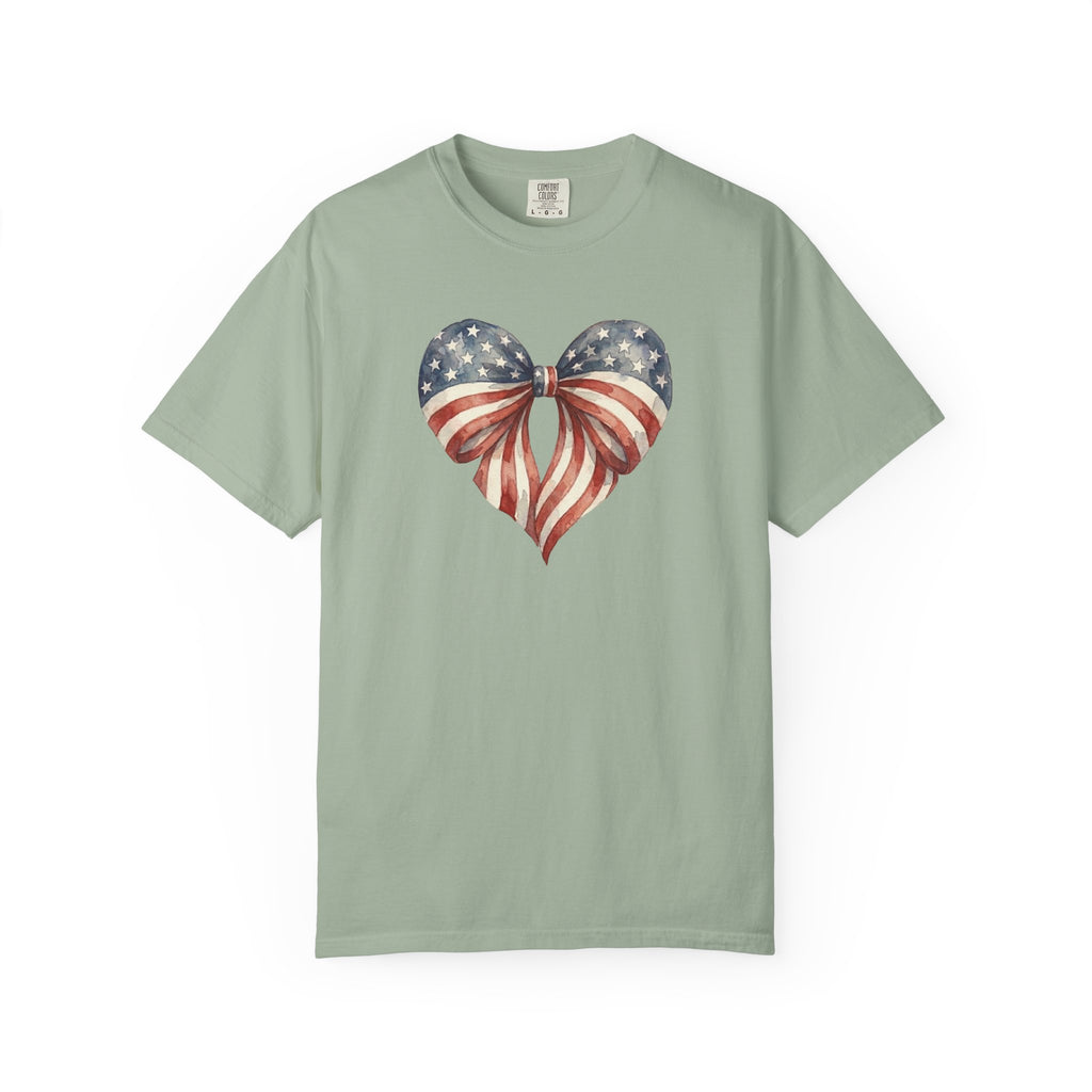 Vintage Patriotic Bow Ribbon Heart t-shirt in Bay