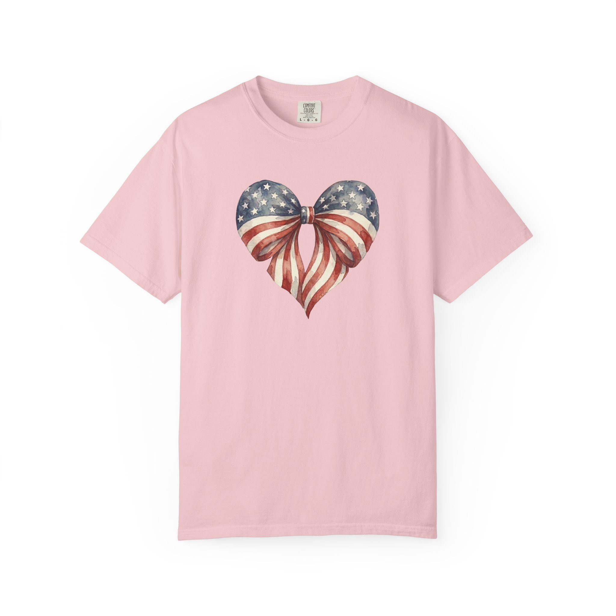 Vintage Patriotic Bow Ribbon Heart t-shirt in Blossom