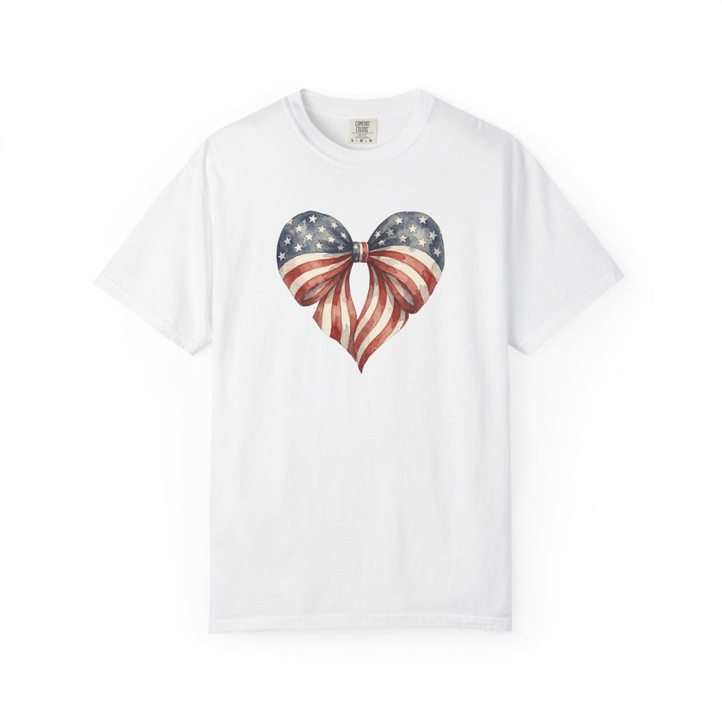 Vintage Patriotic Bow Ribbon Heart t-shirt in White