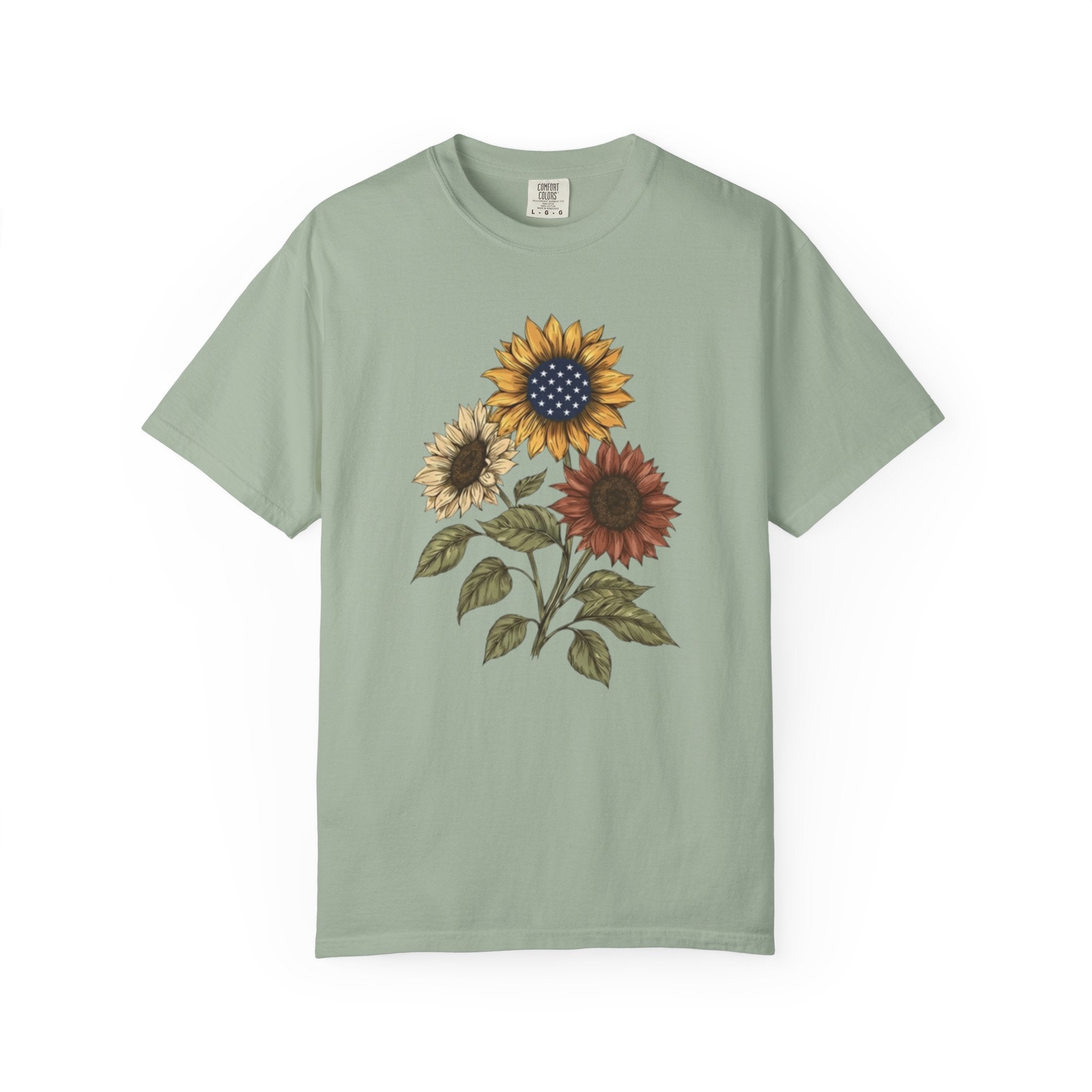 Vintage Patriotic Sunflower Bouquet t-shirt in Bay