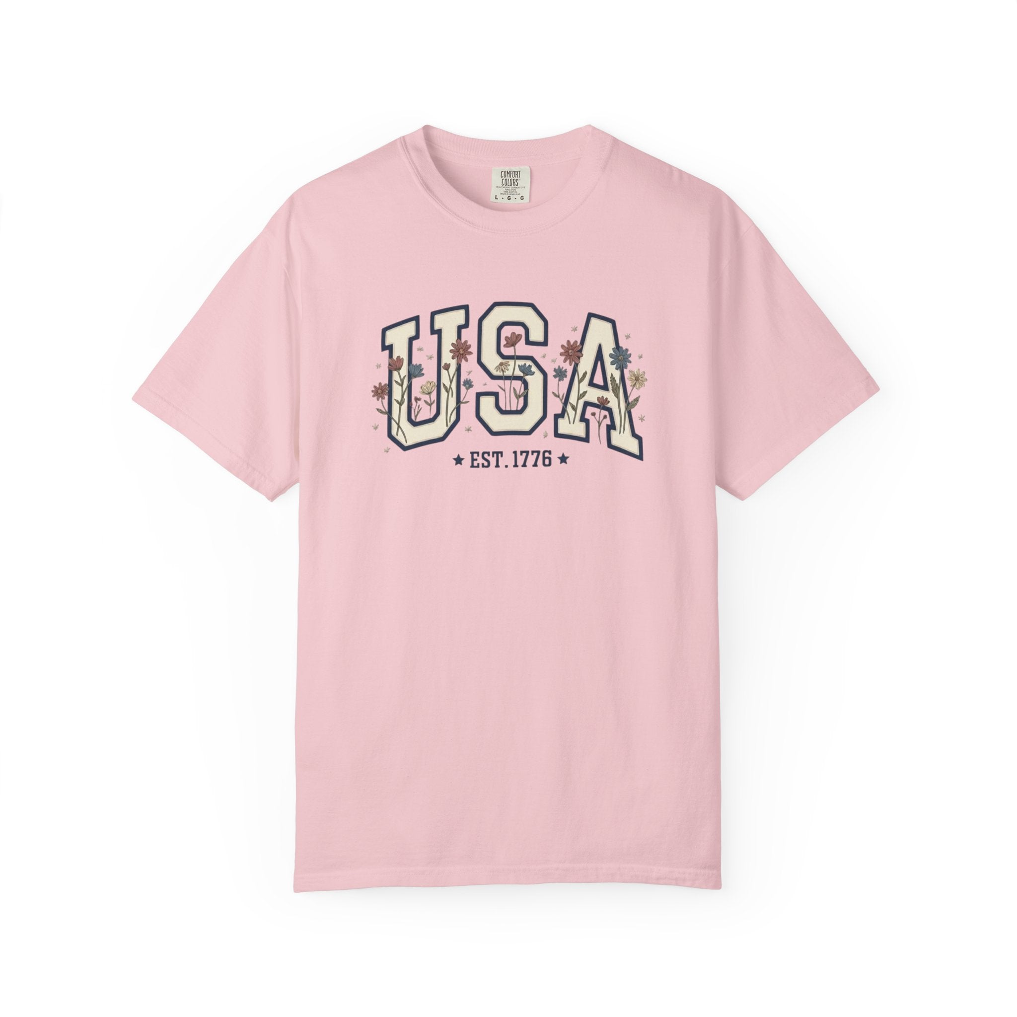 Vintage USA 1776 Floral Varsity t-shirt in Blossom