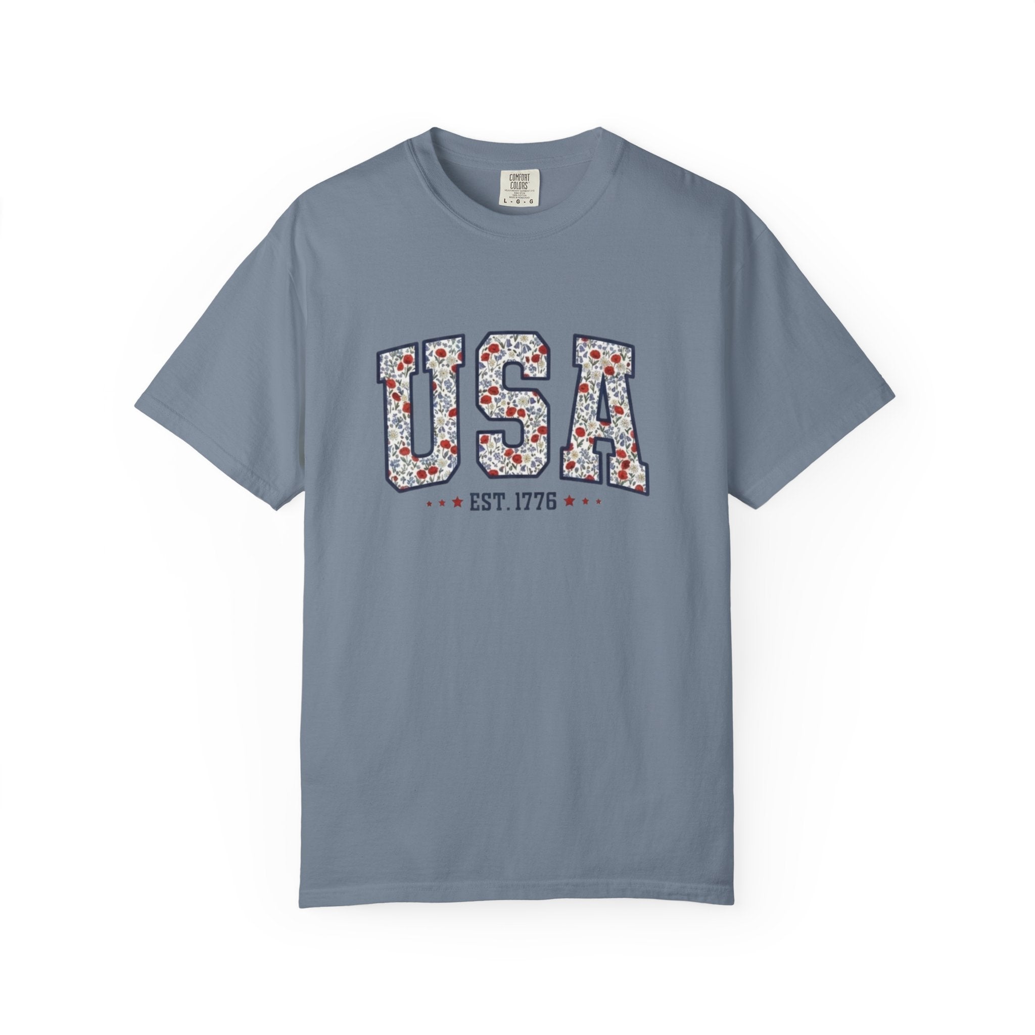 Vintage Wildflower USA 1776 t-shirt in Blue Jean