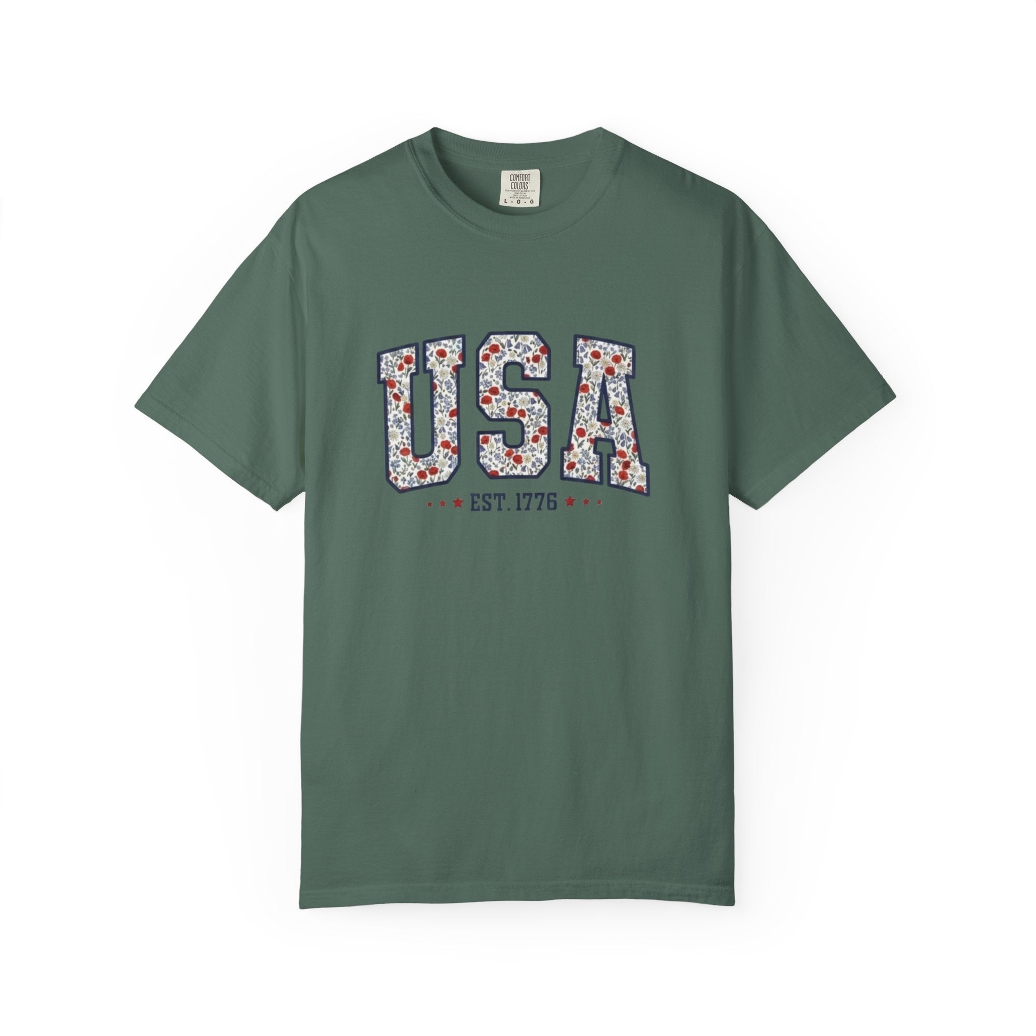 Vintage Wildflower USA 1776 t-shirt in Blue Spruce