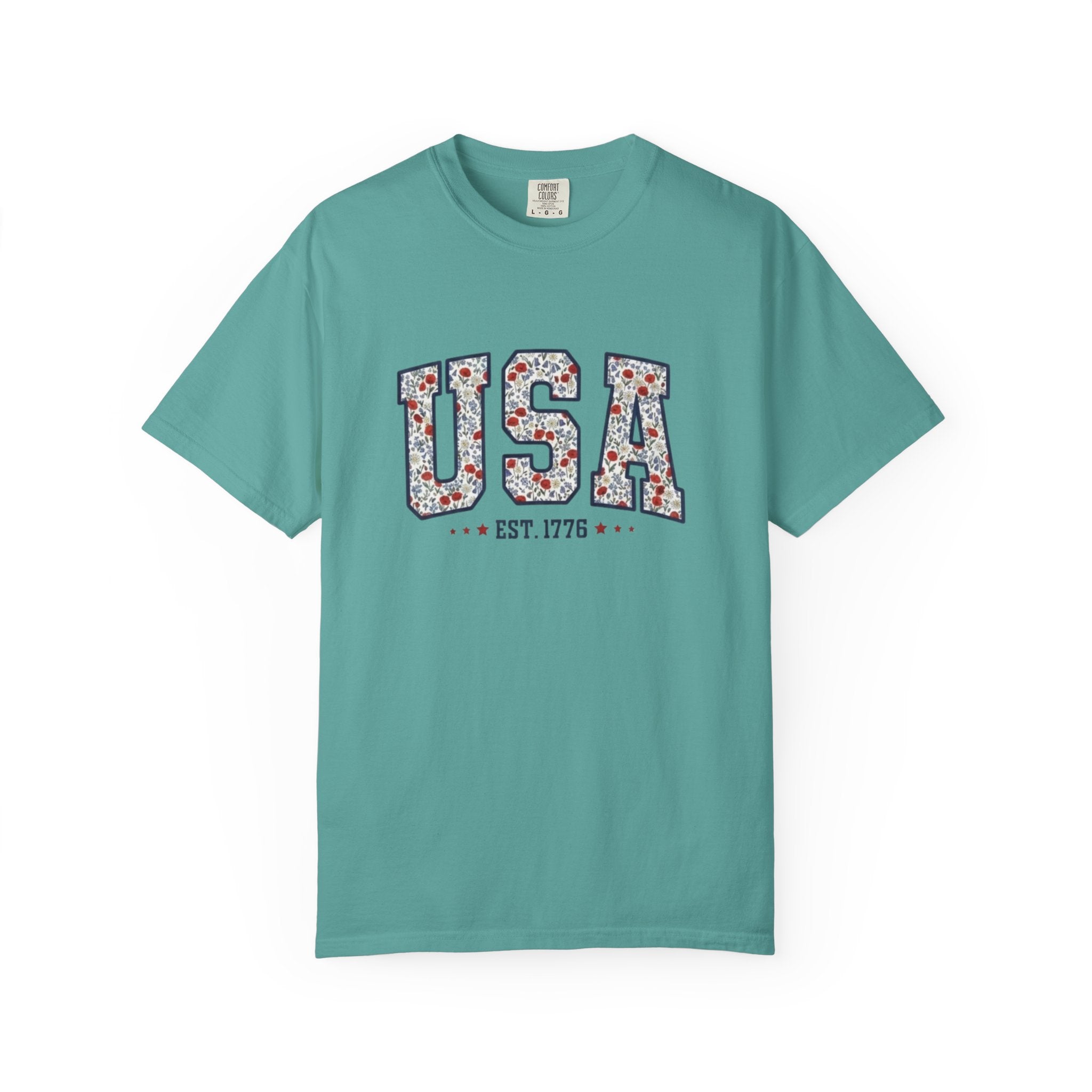 Vintage Wildflower USA 1776 t-shirt in Seafoam
